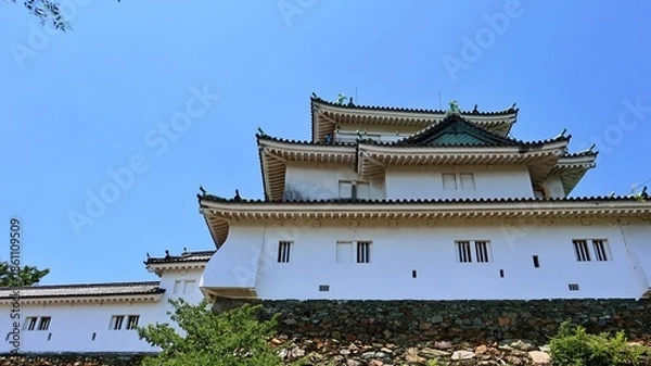 Obraz 青空と春の和歌山城天守閣