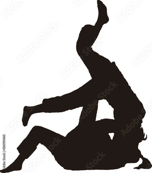 Obraz 柔道の試合の様子のシルエット