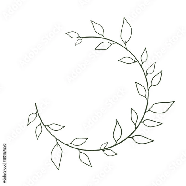 Obraz scribbled leaves with circular stems without background