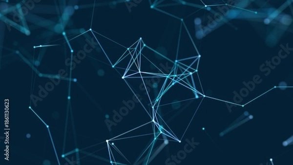 Obraz Polygonal background with dots and lines. Network connection structure. Science and technology. 3d