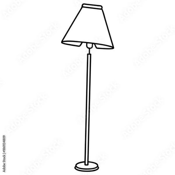 Obraz floor lamp  line art vector