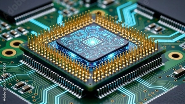Obraz High-Tech Microchip on Circuit Board