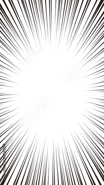 Obraz 16:9サイズ縦型の背景素材：モノクロのシンプルな集中線のベクターイラスト