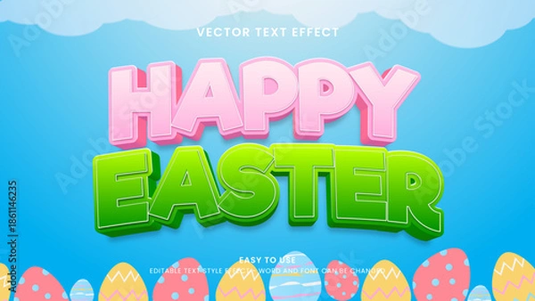 Obraz happy easter editable text effect 3d vector