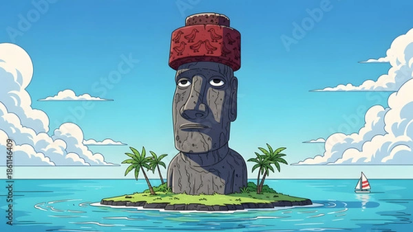 Obraz Mysterious Island Statue