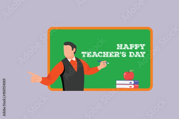 Obraz  Teacher day Concept. Colored flat vector illustration isolated