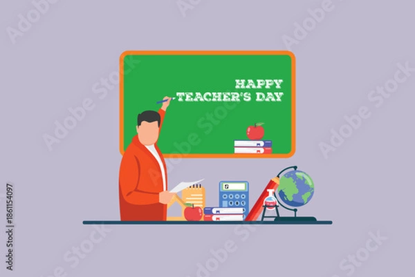 Obraz  Teacher day Concept. Colored flat vector illustration isolated