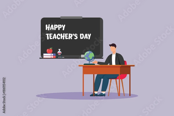 Obraz  Teacher day Concept. Colored flat vector illustration isolated