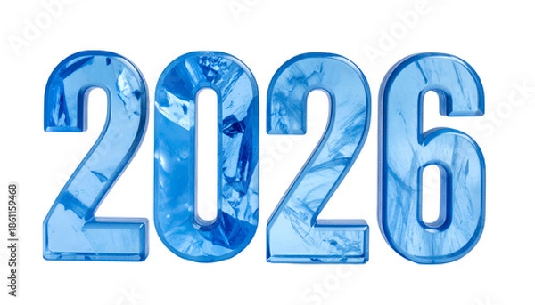 Obraz Blue, textured numerals "2026" float against a black backdrop