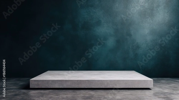 Obraz Minimalist concrete stage display studio with solid grey background for artistic presentations