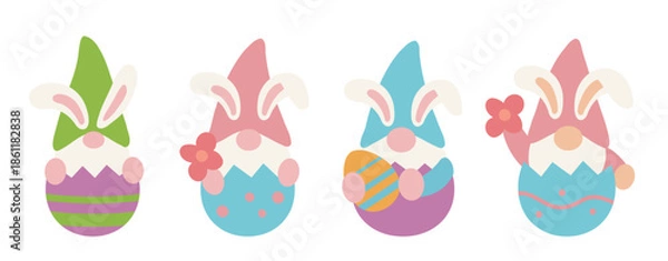 Obraz Easter Gnome Sitting Inside Eggshell Flat Vector Illustration Set.
Cute Easter Gnome in Eggshell, Spring Holiday Flat Vector.
Easter Gnome Characters in Cracked Eggshell, Spring Gnome Clipart.
