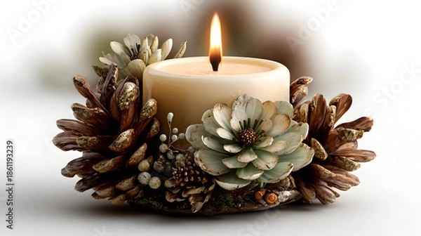 Obraz candle and pine cones