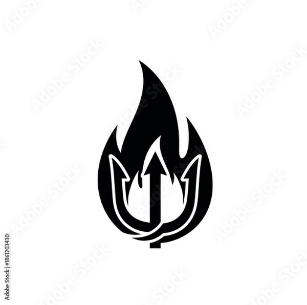 Fototapeta Trident Flame Logo Design.