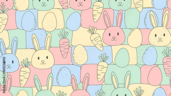 Obraz Colorful easter bunny and egg pattern