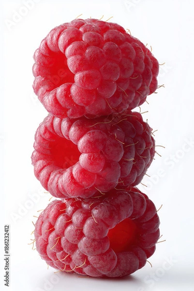 Obraz fresh raspberries stacked vertically, 