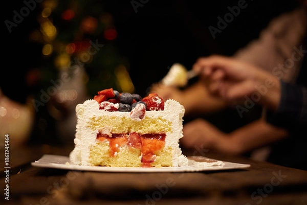 Fototapeta Birthday cake and candles