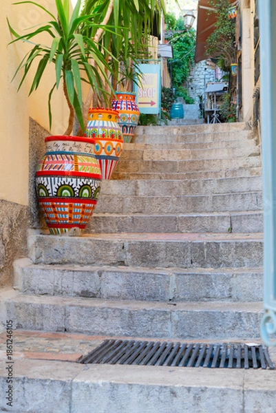 Obraz Taormina old town square, Sicily Italy