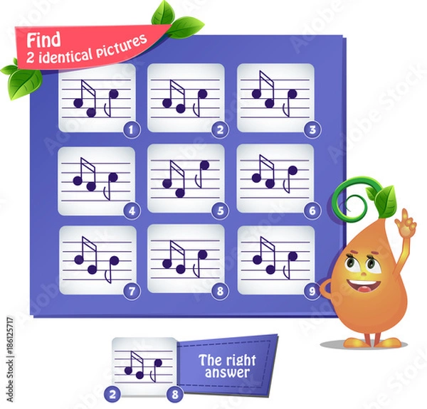 Obraz find 2 identical pictures  musical notes