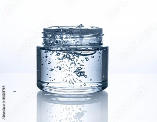 Obraz Jar with water. Bubbles, clear liquid, reflection