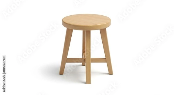 Obraz Simple wooden stool on white background
