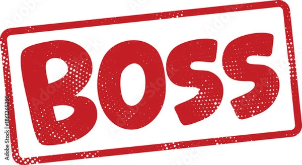 Obraz red boss text stamp with white background