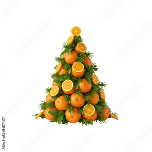 Fototapeta Orange Christmas tree holiday concept