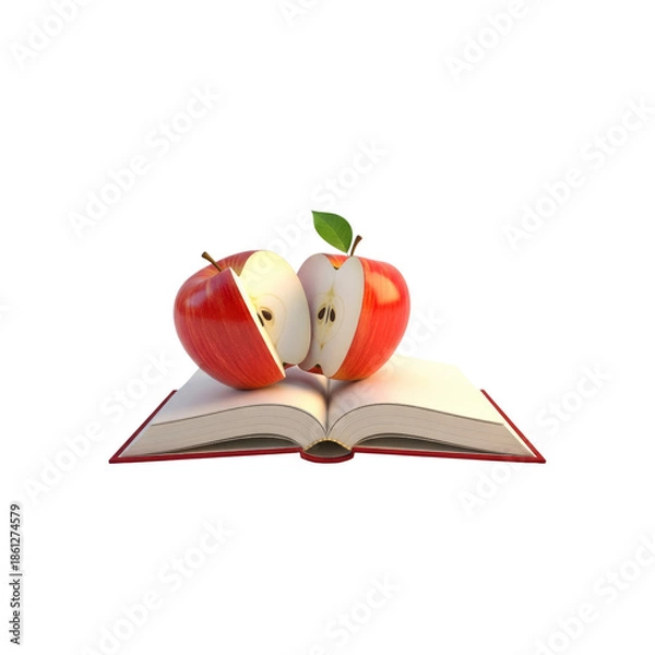 Fototapeta Cut apple on open book