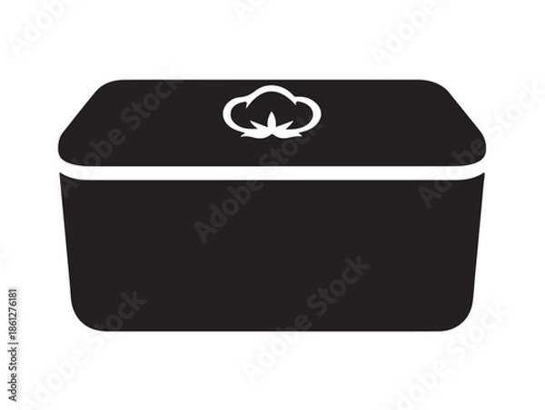Obraz  Luxury Cotton Storage Box icon in silhouette white background.