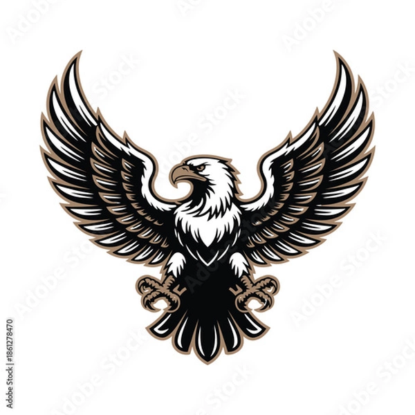 Obraz Flying eagle with spread wings vector illustration design
