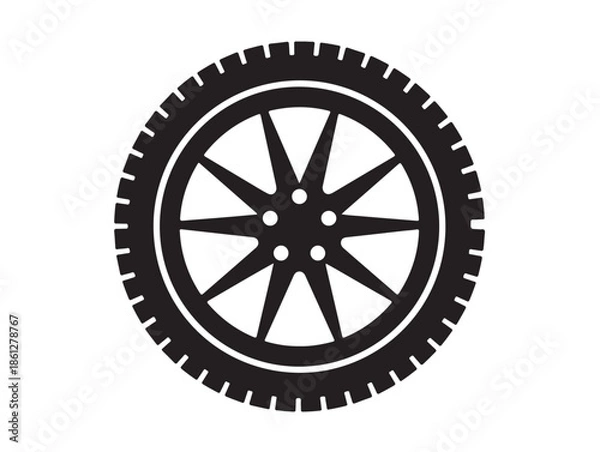 Obraz Split-Spoke Wheel icon in silhouette wgite background..