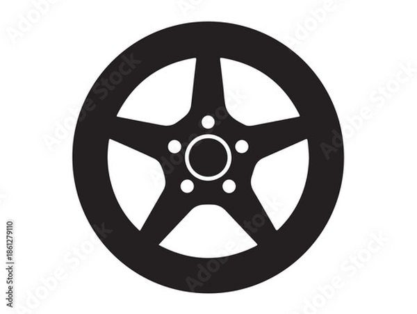 Obraz  Steel Wheel icon in silhouette wgite background.