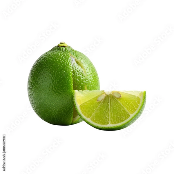 Obraz Lime with wedge on Transparent Background