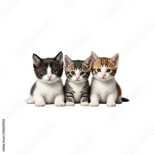 Obraz Three cute kittens sitting in a row
