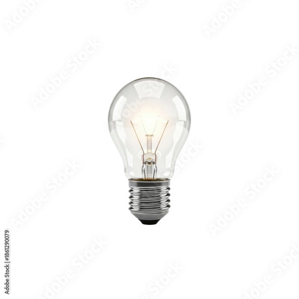 Obraz Glowing Light Bulb on Transparent Background