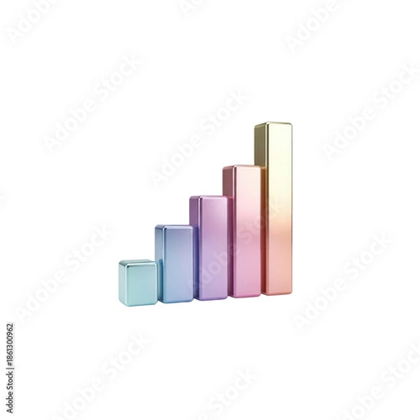 Obraz Growing iridescent bar graph data