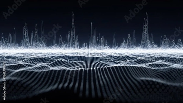 Obraz Abstract digital sound wave visualization over dark background