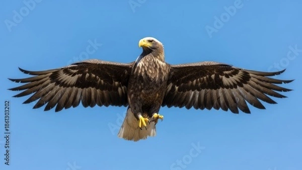 Obraz Soaring eagle against a clear blue sky