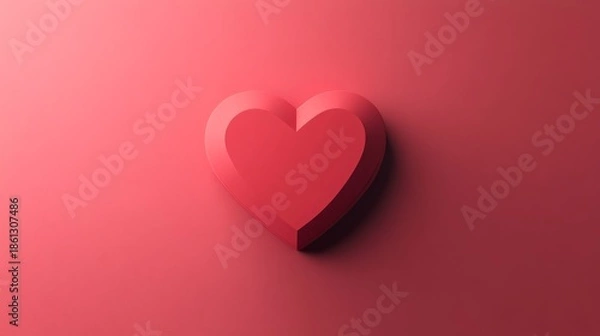 Obraz Three dimensional red heart shape against a solid background with copy space