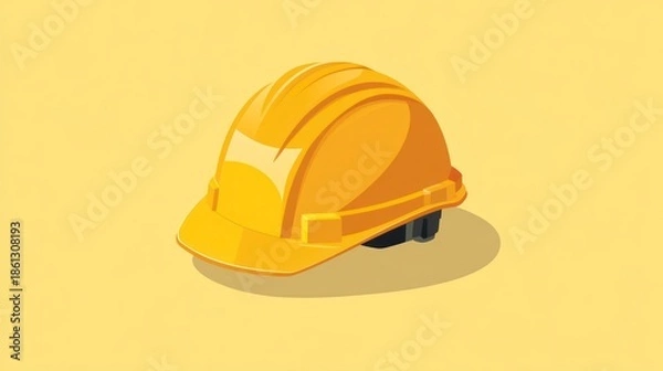Obraz Vibrant yellow safety helmet isolated on a solid background construction concept