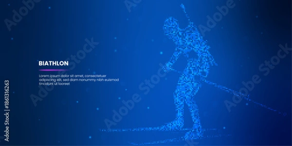 Obraz Biathlon technology tech blue background. Tech Blue Background. Artificial Intelligence Agent or Assistant Concept. Vector Digital Illustration.