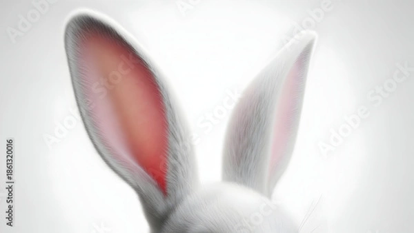 Obraz White rabbit ears with pink inside isolated vector illustration flat design