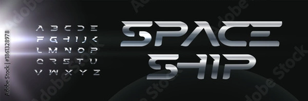 Obraz Steel Metal Sport Future Space Font Logo Alphabet Vector Letters Set Modern Typography, Dynamic Typographic Design for Race Title Text, Poster Headline, Type Logotype, Sharp Fonts. Vector Typeface
