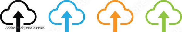 Obraz Cloud upload arrow icons set