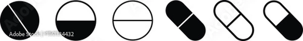 Obraz Capsule and pill shape icons set