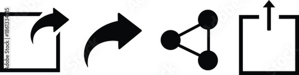 Obraz Black vector interface icons for share upload arrows set