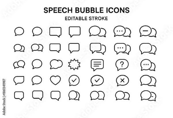 Obraz Speech Bubble Line Editable Icon Set