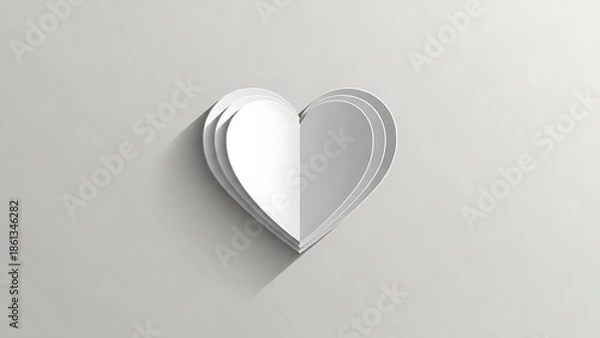 Obraz Elegant white heart shaped object on gray background