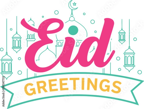 Obraz Eid Mubarak Calligraphy Vector Lettering