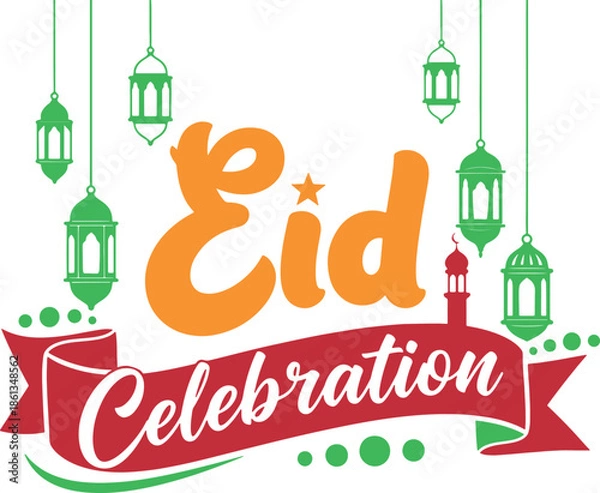 Obraz Eid Mubarak Calligraphy Vector Lettering