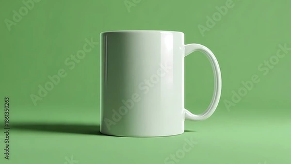 Obraz Plain White Ceramic Coffee Mug Isolated On Solid Green Background